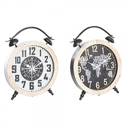 Look & Feel Horloge de table DKD Home Decor Noir Fer Bois MDF (41 x 6.5 x 52.5 cm) (2 pcs)