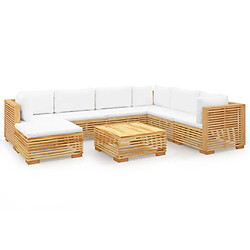 vidaXL Salon de jardin 8 pcs avec coussins Bois de teck solide