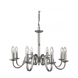 Searchlight Chandelier sans abats jours Richmond Argent satiné 8 ampoules 94cm