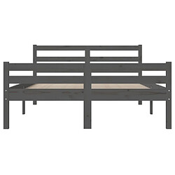 Maison Chic Lit adulte - Lit simple Cadre de lit,Structure du lit Contemporain Gris Bois massif 135x190 cm Double -MN36591 pas cher