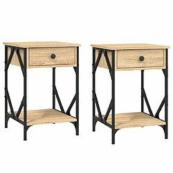 Maison Chic Lot de 2 Tables de chevet - Tables de Nuit chêne sonoma 40x42x60cm bois d'ingénierie