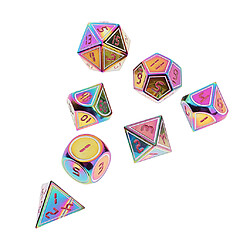 Acheter Ensemble de 7pcs dés polyédriques en alliage de zinc arc-en-ciel pour le jeu Donjons u0026 Dragons A