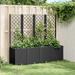 Maison Chic Jardinière,Bac à fleurs avec treillis - pot de fleur noir 160x40x140 cm PP -GKD66987