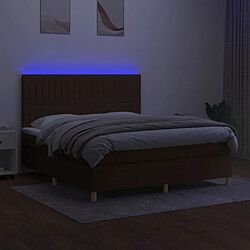 Acheter Maison Chic Lit adulte- Lit + matelas + LED,Sommier à lattes de lit matelas et LED Marron foncé 160x200 cm -GKD68874