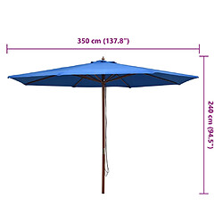 vidaXL Parasol d'extérieur avec mât en bois 350 cm Bleu pas cher