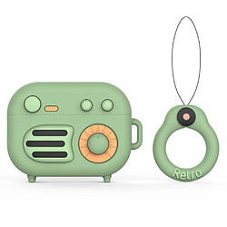 Coque en silicone forme de phonographe avec sangle vert pour votre Apple AirPods Pro