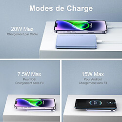 SANAG Batterie Externe Mag-Safe Power-Bank 5000Mah 8Mm Slim Portable Chargeur Sans Fil Powerbank Avec Rapide Cable Usb-C Pd 20W Compatible Avec Iphone 16/15/14/13/12 Mini/Pro/Pro (Cendre Violette) pas cher