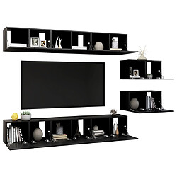 Avis Maison Chic Meubles TV 8 pcs | Banc TV Moderne pour salon | Meuble de Rangement Noir Aggloméré -MN93410