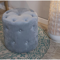 Pouf Alexandra House Living Bleu Velours Bois 40 x 38 x 40 cm