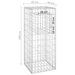 vidaXL Poteaux à panier de gabion 2 pcs 40x40x100 cm Fer pas cher