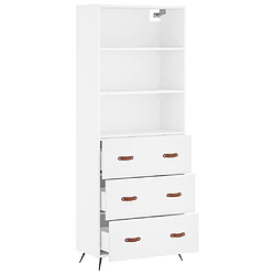 Avis vidaXL Buffet haut Blanc 69,5x34x180 cm Bois d'ingénierie