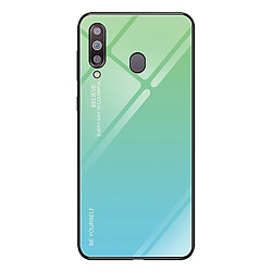 Wewoo Coque Pour Galaxy M30 Gradient Color Glass Case Sky Blue