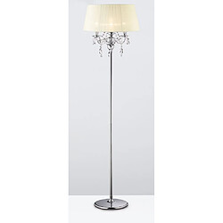 Luminaire Center Lampadaire Olivia avec Abat jour crème ivoire 3 Ampoules chrome poli/cristal