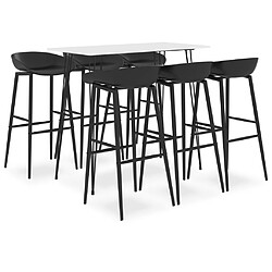 vidaXL Ensemble de bar 7 pcs Blanc et noir