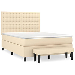 vidaXL Sommier à lattes de lit avec matelas Crème 140x190 cm Tissu