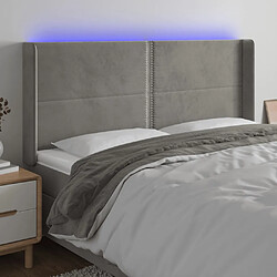 vidaXL Tête de lit à LED Gris clair 203x16x118/128 cm Velours