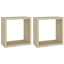 Maison Chic Lot de 2 Étagères cube murales,Etagère de rangement flottantes Chêne sonoma 30x15x30 cm -MN83417