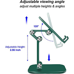 Support Téléphone Bureau, Support Tablette Support Smartphone Pliable avec Hauteur et Angle Réglable, Support Dock pour Smartphones iPad Tablette (4-10.5 Pouces) (Vert)