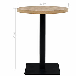 Helloshop26 Table haute mange debout bar bistrot MDF et acier rond 60 cm chêne beige 0902109 pas cher