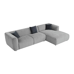 Avis Vente-Unique Canapé d'angle droit en tissu gris TANCAVO