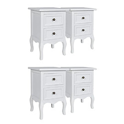 Maison Chic 4 pcs Tables de chevet avec 2 tiroirs MDF Blanc -MN14547