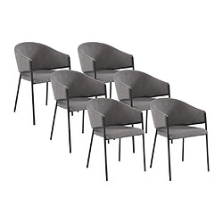 Lot de 6 chaises avec accoudoirs en tissu et métal - Gris - ORDIDA de Pascal MORABITO