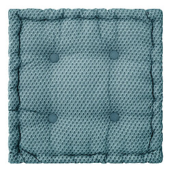 Atmosphera, Createur D'Interieur Coussin de sol carré en coton à motif Otto - 38 x 38 - Bleu Canard