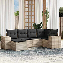 vidaXL Salon de jardin 6 pcs avec coussins gris clair résine tressée