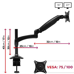 Avis Duronic DM551X2 Support d'écran PC à Pince pour Bureau | Mécanisme à Ressort | Ajustements à la volée | Hauteur Ajustable | Compatibilité avec Moniteur VESA 75/100 | en Aluminium | 1 Extension