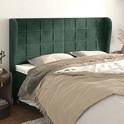 Maison Chic Tête de lit moderne avec oreilles pour chambre - Décoration de lit Vert foncé 203x23x118/128 cm Velours -MN73790