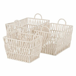 BigBuy Home Lot de paniers Blanc Corde 45 x 35 x 36 cm (3 Pièces)