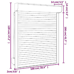 vidaXL Volet roulant aluminium 100x120 cm blanc pas cher