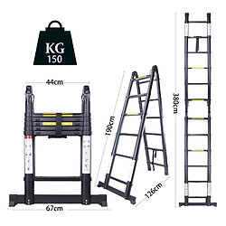 Acheter Échelle Télescopique en Aluminium Polyvalente Echelle Portable - 3.8m (1.9m+1.9m)