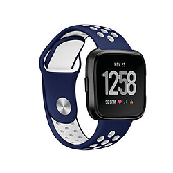 YP Select Bande de sport en silicone avec trous de ventilation Sangles de rechange pour Fitbit Versa Smartwatch-Bleu Blanc