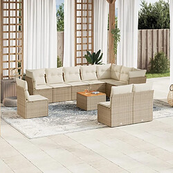 Maison Chic Salon de jardin 11 pcs avec coussins | Ensemble de Table et chaises | Mobilier d'Extérieur beige résine tressée -GKD38048