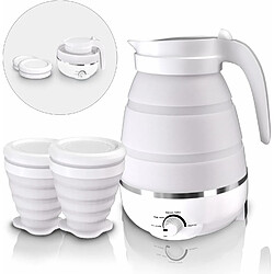 Vendos85 Bouilloire électrique pliable de 0,6L et 2 tasses pliables blanc