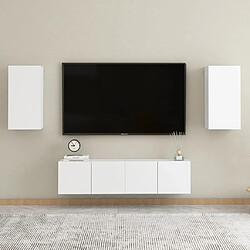 vidaXL Ensemble de meubles TV 4 pcs Blanc Bois d'ingénierie