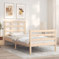 Acheter Maison Chic Cadre/structure de lit avec tête de lit pour adulte - Lit Moderne Chambre petit simple bois massif -MN22085