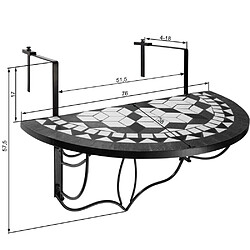 Avis Helloshop26 Table de balcon rabattable noir/blanc 76 cm 2208254