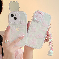 GUPBOO Étui pour iPhoneXR Coque de téléphone fille lapin rose mignon miroir anti-chute