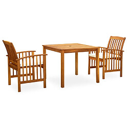 Maison Chic Mobilier à dîner 3 pcs de jardin - Ensemble table et chaises d'extérieur - Salon/Mobilier de jardin classique et coussins Acacia solide -MN39918