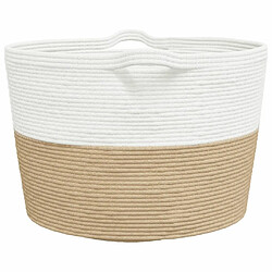 Acheter vidaXL Panier à linge beige et blanc Ø60x36 cm coton