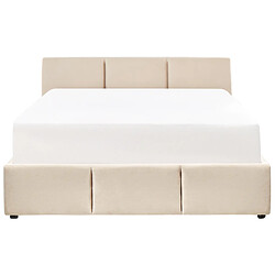 Beliani Lit avec coffre en velours beige clair 160 x 200 cm BOUSSE pas cher