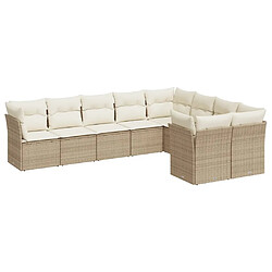 Maison Chic Salon de jardin avec coussins 9 pcs | Ensemble de Table et chaises | Mobilier d'Extérieur beige résine tressée -GKD25458