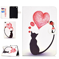 Etui en PU avec support chat dessinant coeur pour votre Apple iPad Mini 4 3 2 1