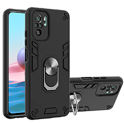 Coque en TPU antichoc, antidérapant, hybride avec béquille à anneau magnétique rotatif noir pour votre Xiaomi Redmi Note 10S/Note 10 4G