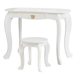 Helloshop26 Coiffeuse pour enfants avec miroir à trois volets dessus amovible tabouret inclus blanc 20_0004875