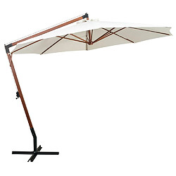 vidaXL Parasol suspendu avec poteau en bois 350 cm blanc