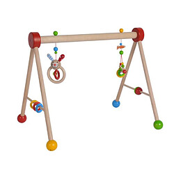 Eichhorn Arche d'Éveil Baby Gym avec Tête de Lapin en Bois et Anneaux en Silicone Multicolore