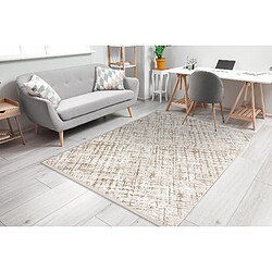 RUGSX Tapis moderne DUKE 51550 beige crème - Treillis, structuré, très doux, franges 240x330 cm pas cher